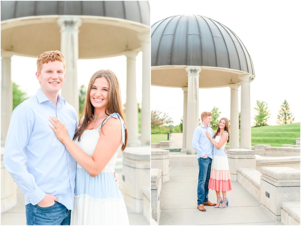 Couple smiling together Coxhall Gardens engagement session
