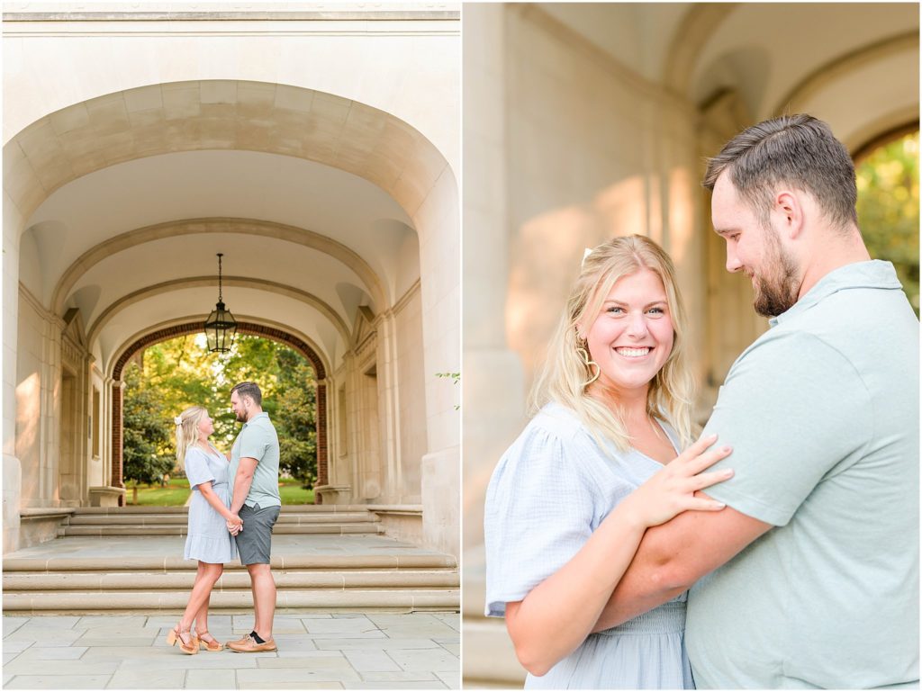 Couple smiling together Miami of Ohio engagement session