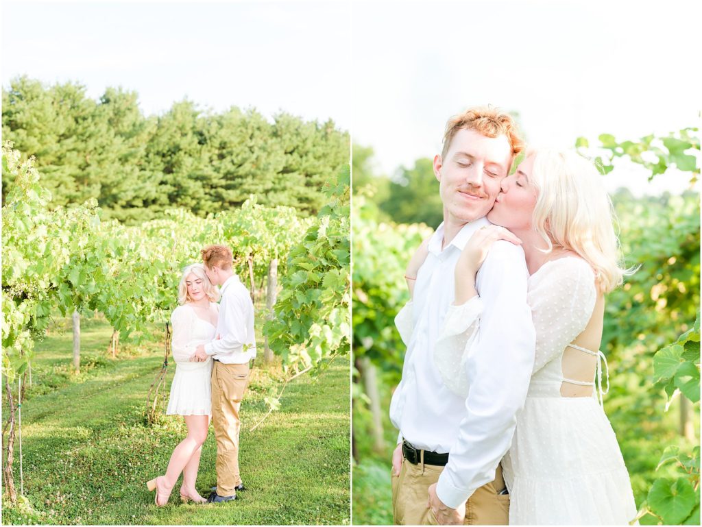 Cheek kiss Oliver Winery engagement session