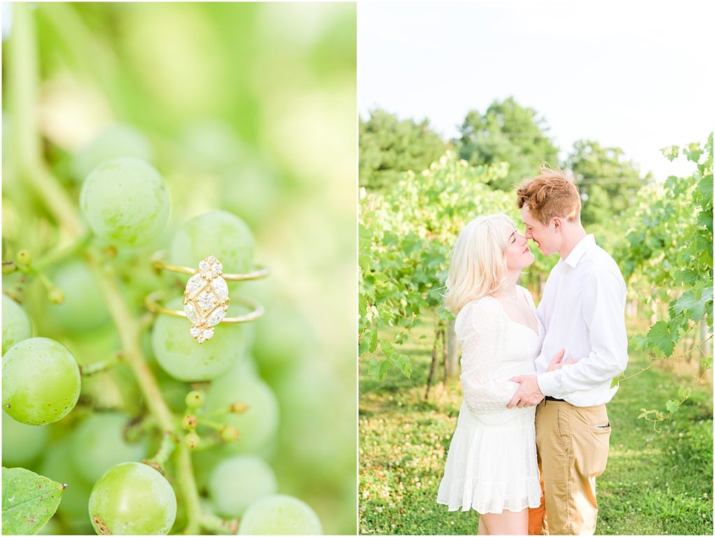 Couple nose to nose Oliver Winery engagement session