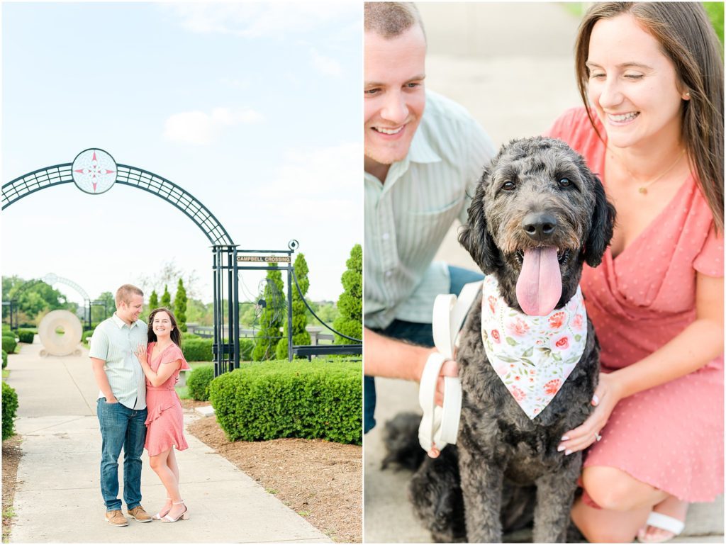 Couple with dog Coxhall Gardens engagement session