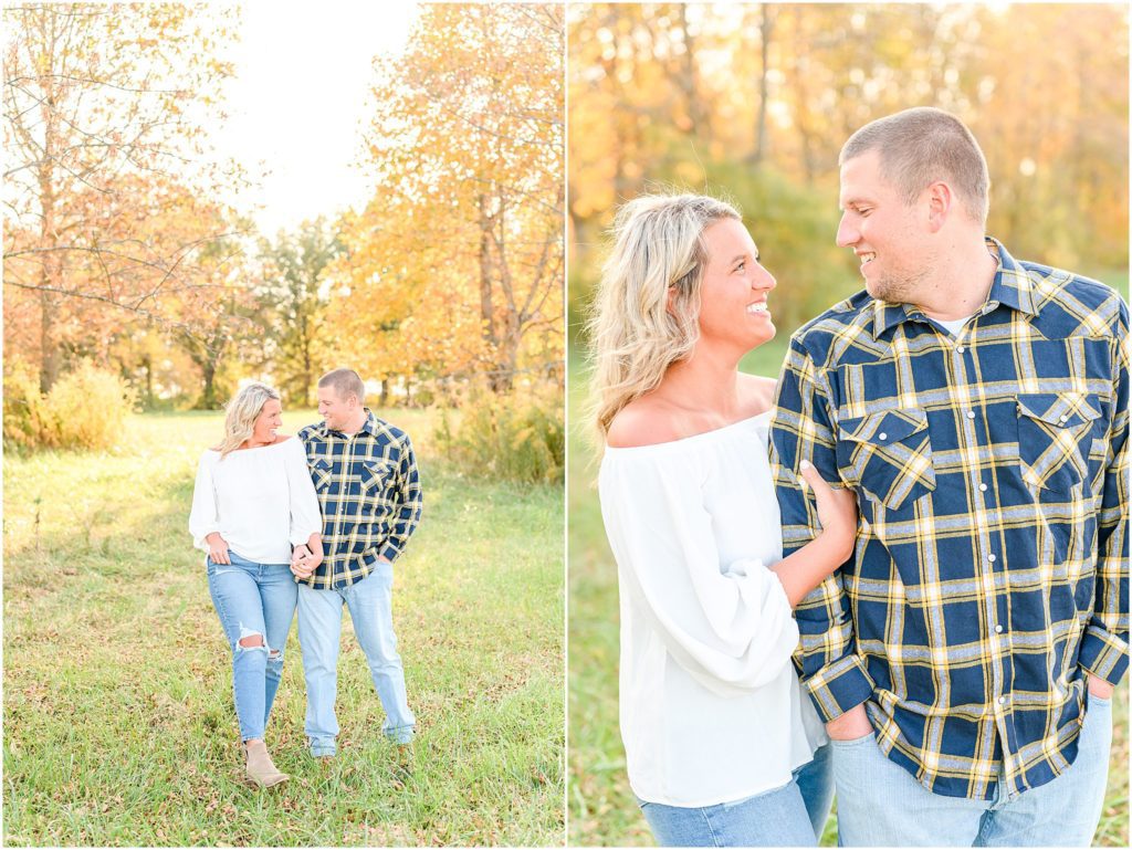 Fall engagement photos at home 