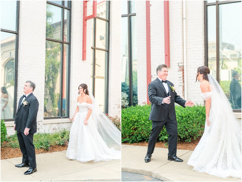 First Look with Dad The Refinery wedding