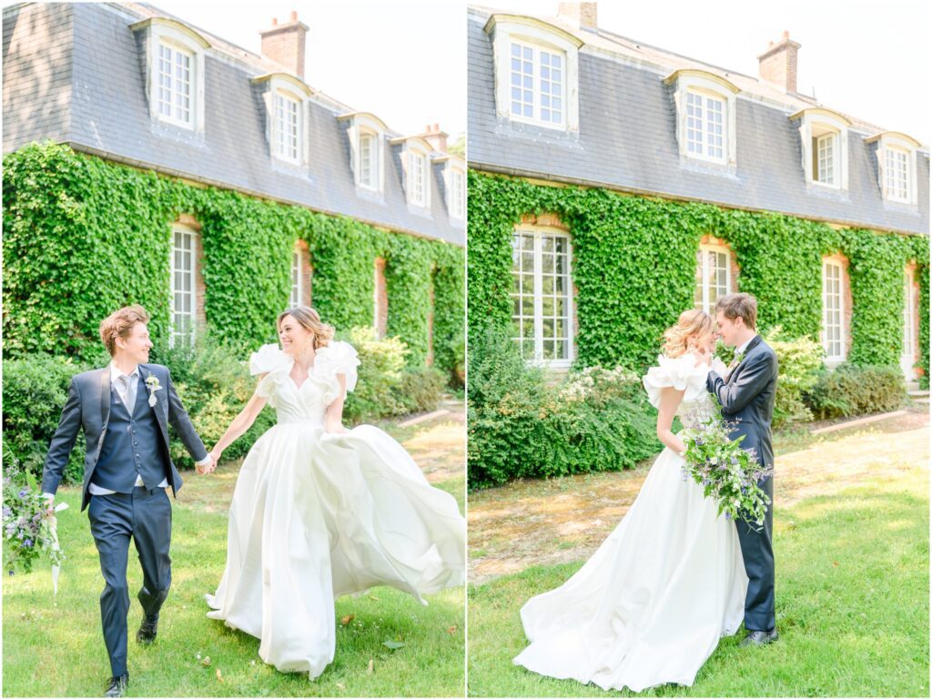 Bride and groom photos Chateau de Champlatreux wedding