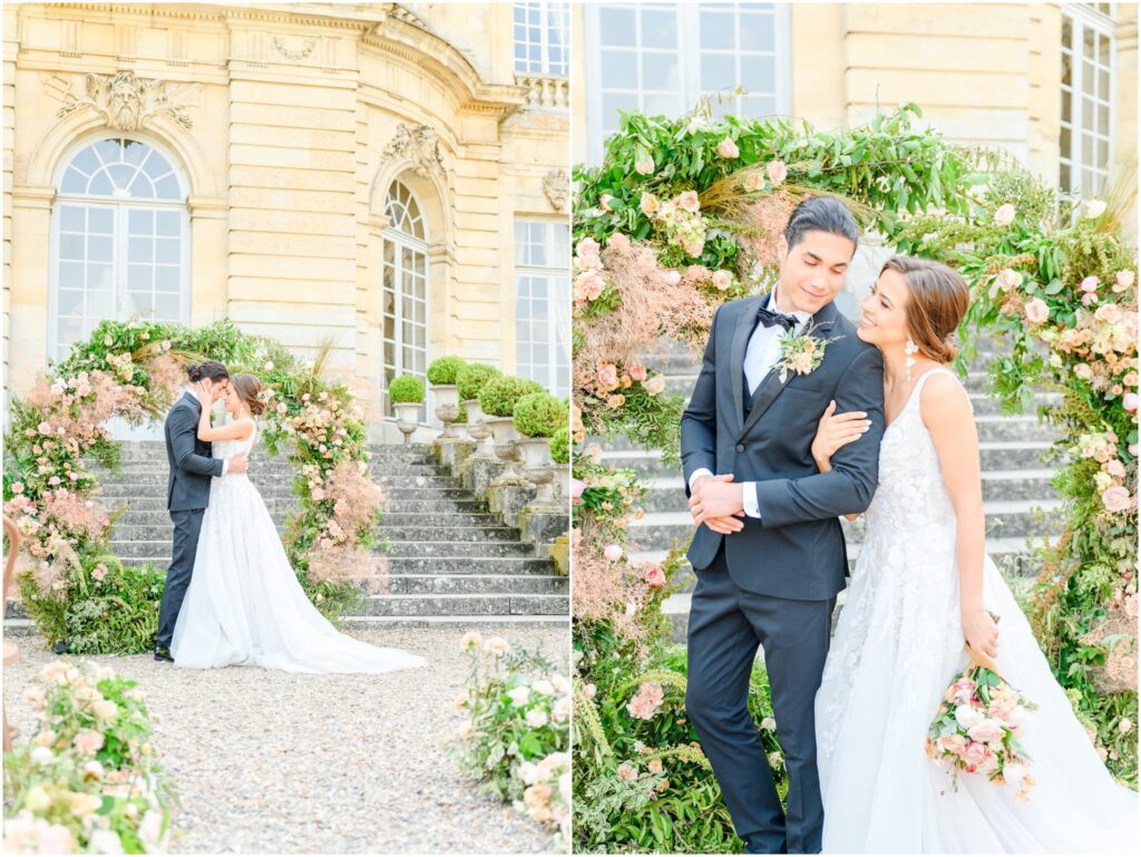 Bride and groom photos Chateau de Champlatreux Editorial Shoot