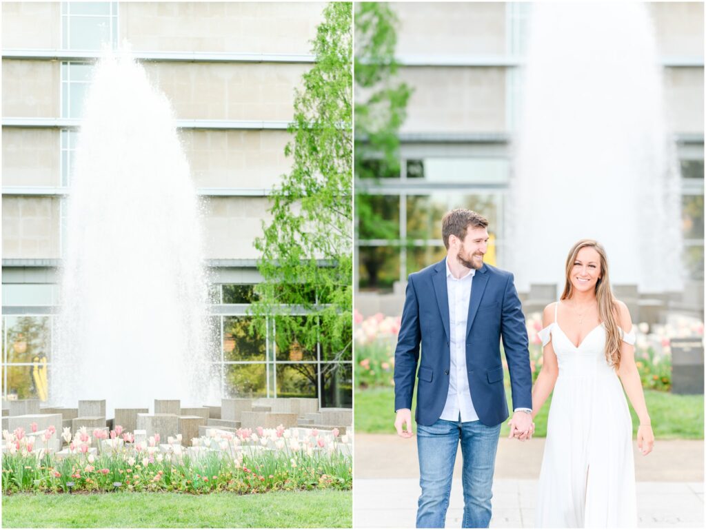 Newfields spring engagement session