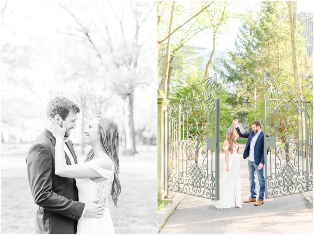 Newfields spring engagement session