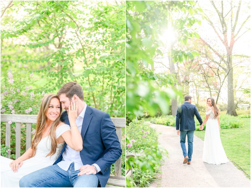 Newfields spring engagement session