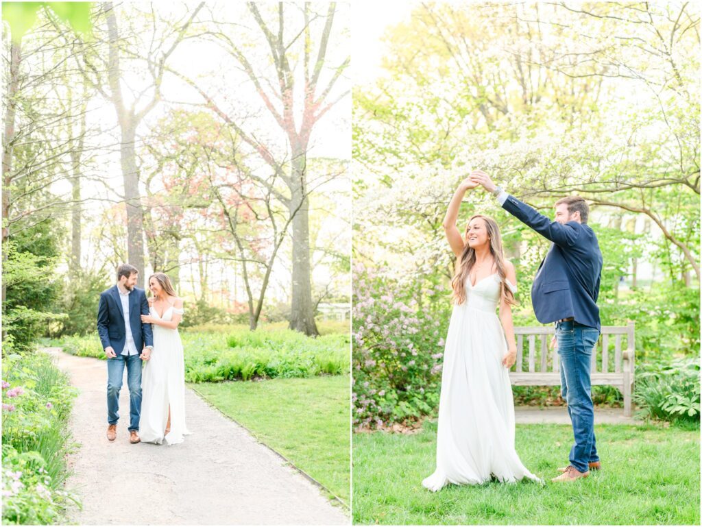 Newfields spring engagement session