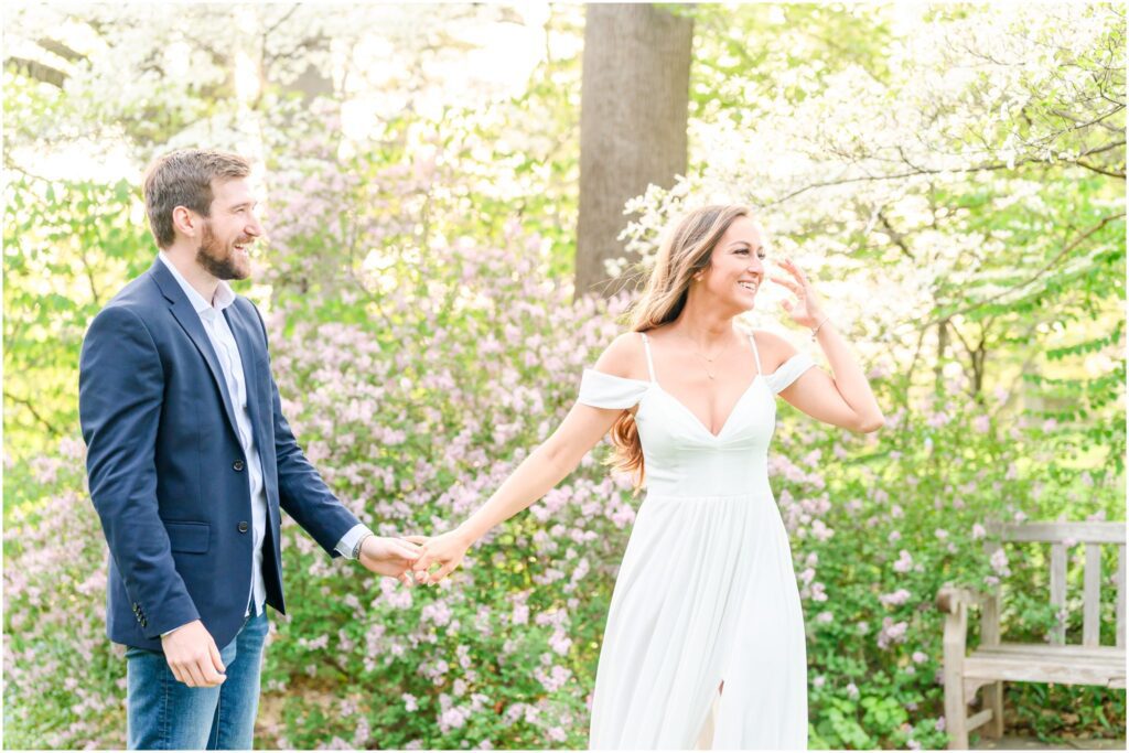 Newfields spring engagement session