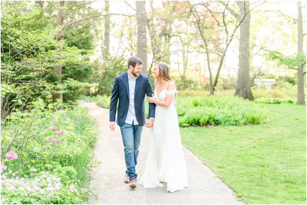 Newfields spring engagement session