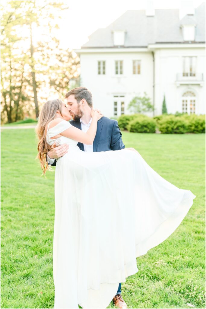 Newfields spring engagement session