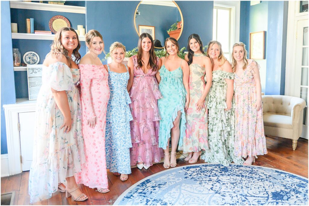 Bridesmaids first look The Red Barn At Sycamore Farm wedding