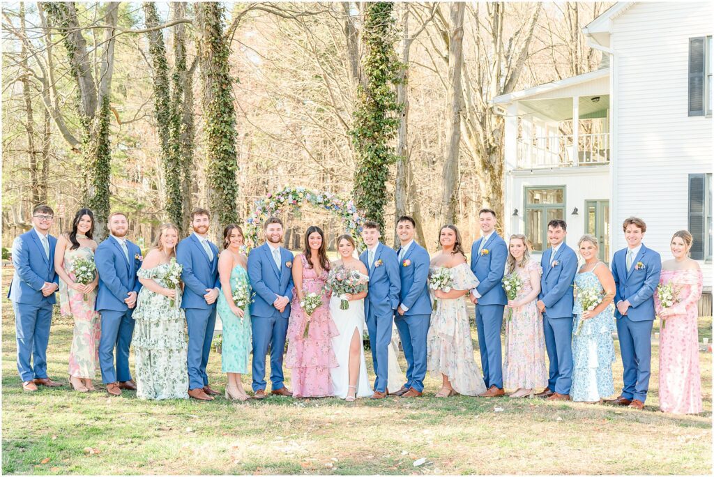 Wedding party photos The Red Barn At Sycamore Farm wedding
