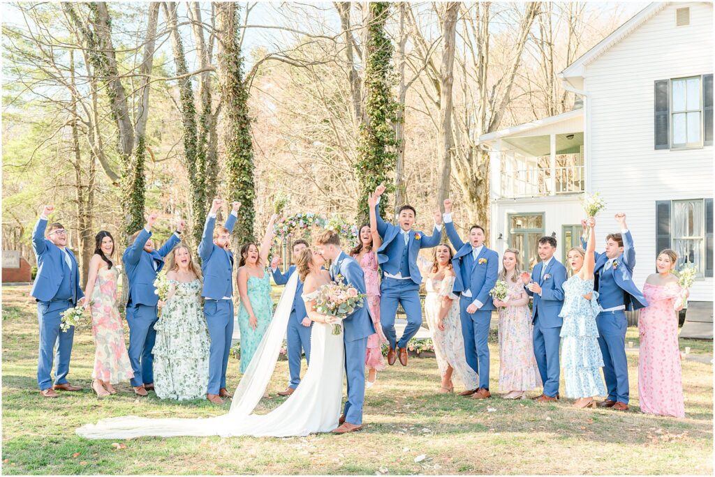 Wedding party photos The Red Barn At Sycamore Farm wedding