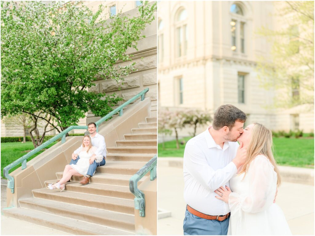Sunset photos Indiana Statehouse engagement session