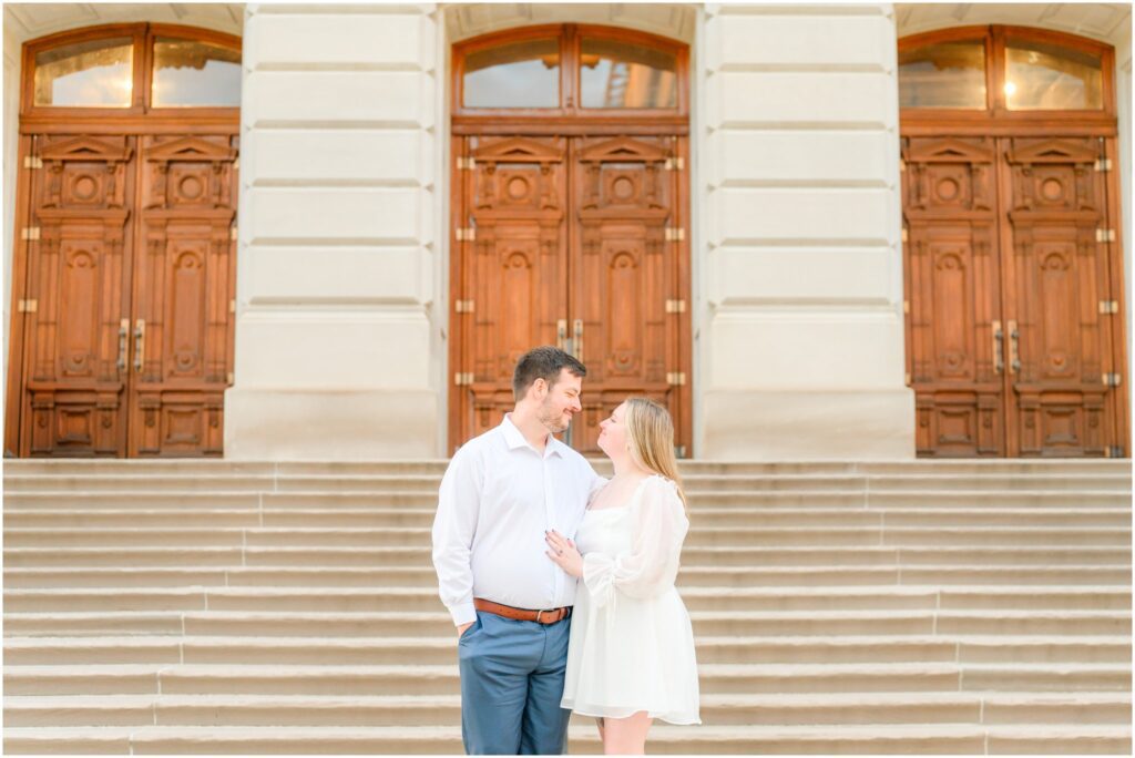Sunset photos Indiana Statehouse engagement session
