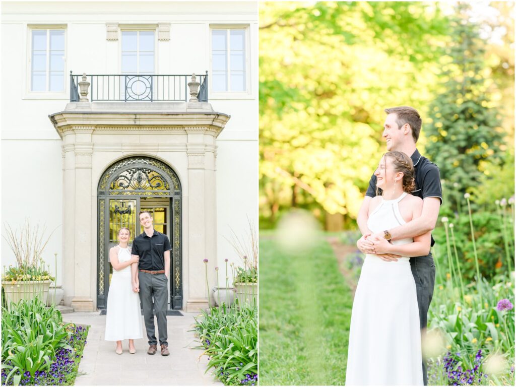 Newfields spring engagement session