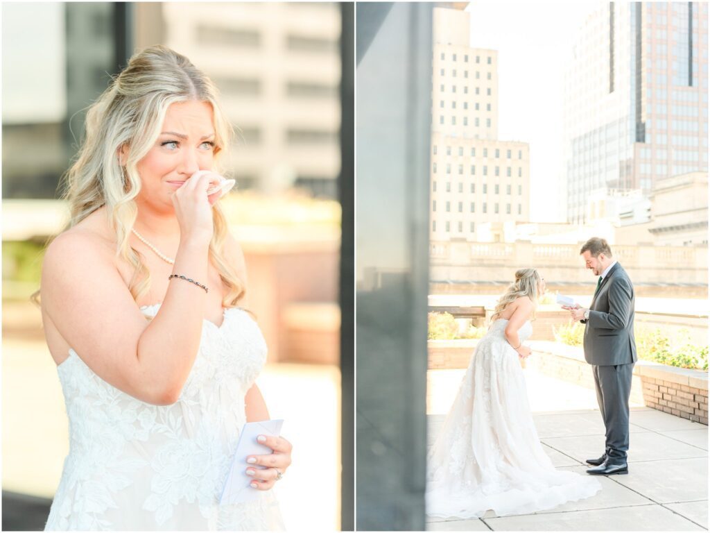 First Look Regions Tower Indy Wedding