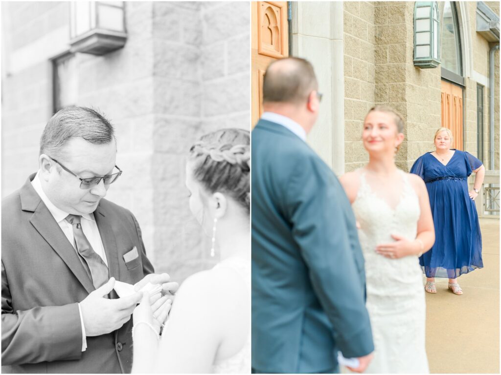 First Look and getting ready wedding photos