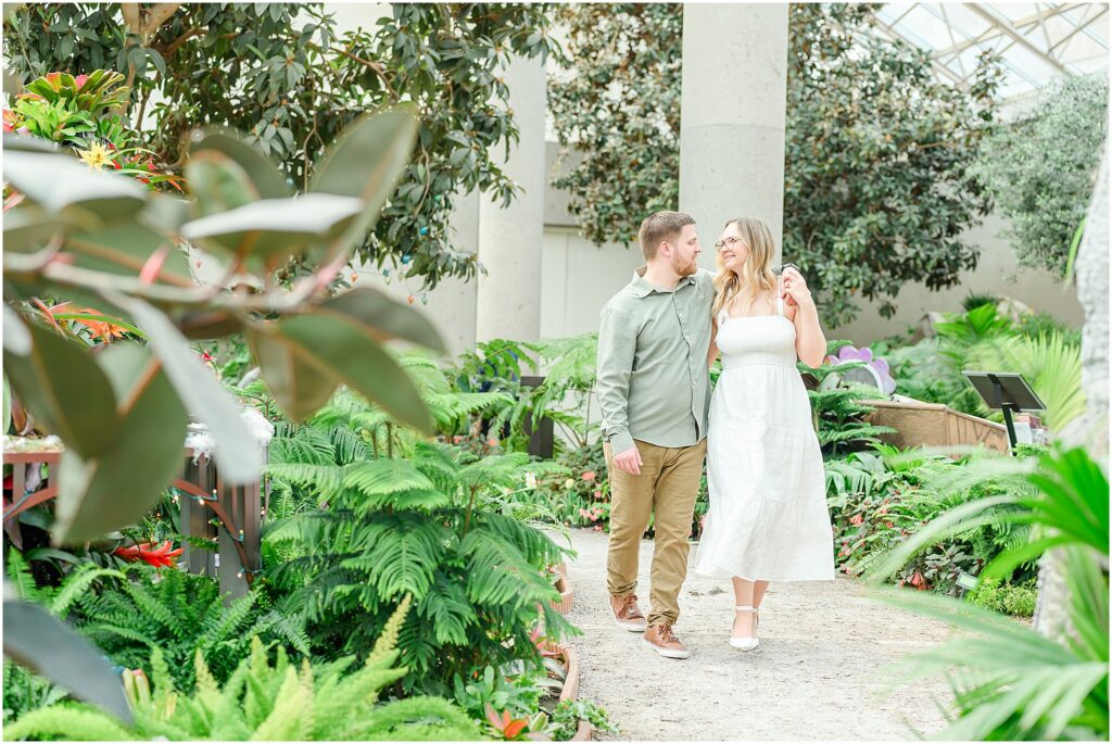 Engagement photos at the Botanical Conservatory in Fort Wayne