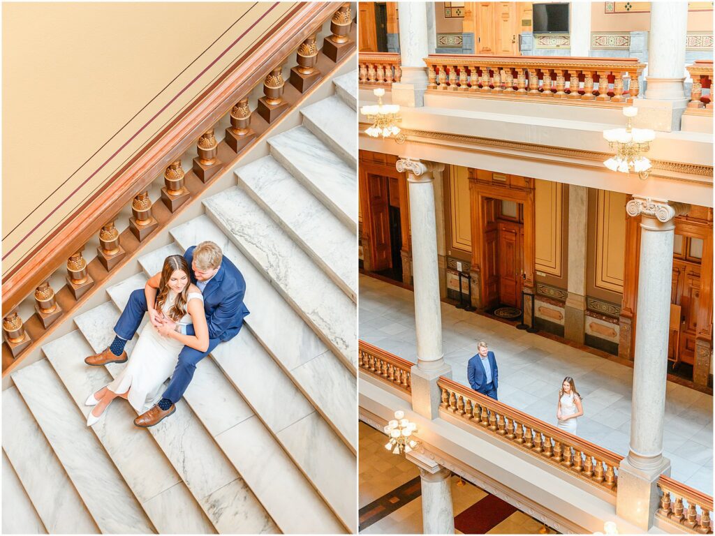 Engagement photos at the Indiana Statehouse