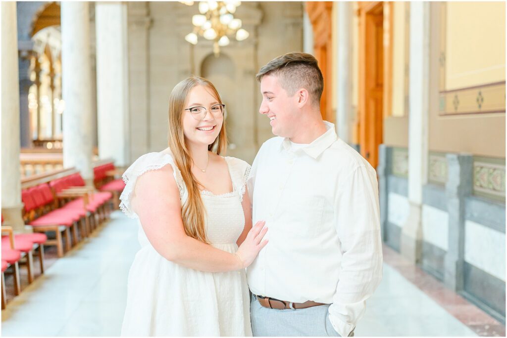 Indiana State House engagement session in Indianapolis