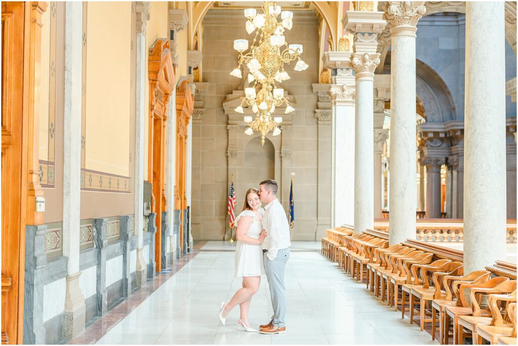Indiana State House engagement session in Indianapolis