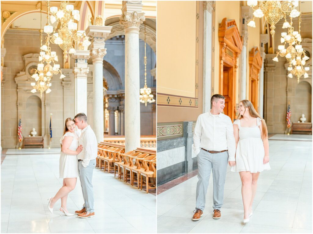 Indiana State House engagement session in Indianapolis