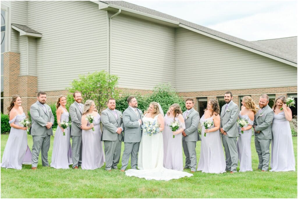 Wedding party photos Garment Factory wedding in Franklin Indiana