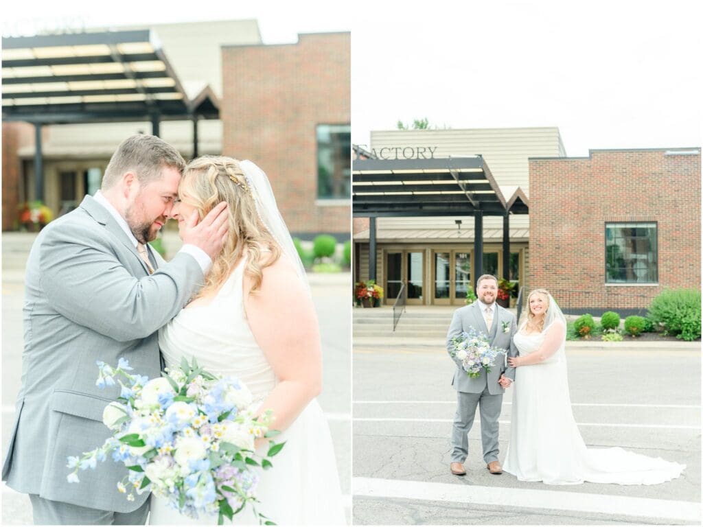 Bride and groom photos Garment Factory wedding in Franklin Indiana