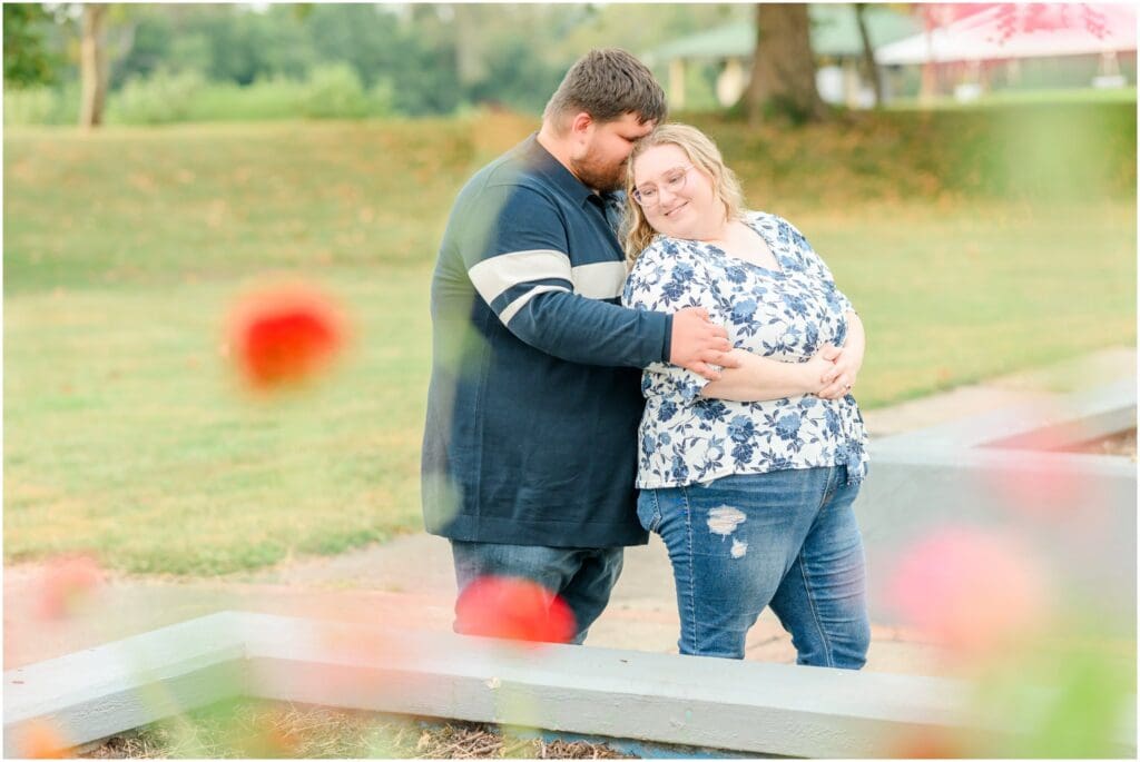 Romantic engagement portraits along the river at Fairbanks Park