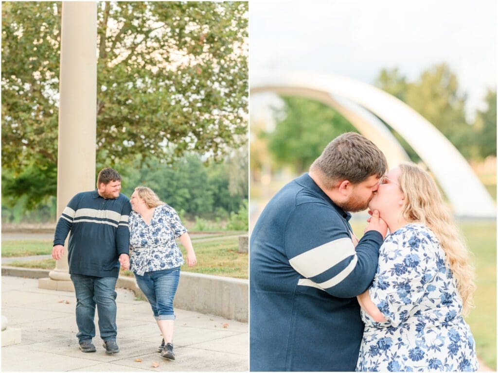 Romantic engagement portraits along the river at Fairbanks Park