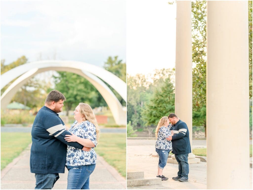 Romantic engagement portraits along the river at Fairbanks Park