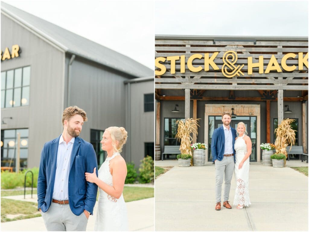 Sunset portraits before an Indianapolis rehearsal dinner at Stick & Hack