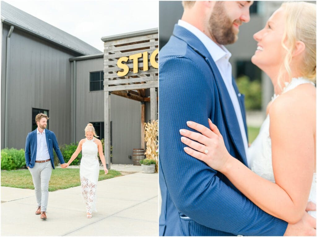 Sunset portraits before an Indianapolis rehearsal dinner at Stick & Hack