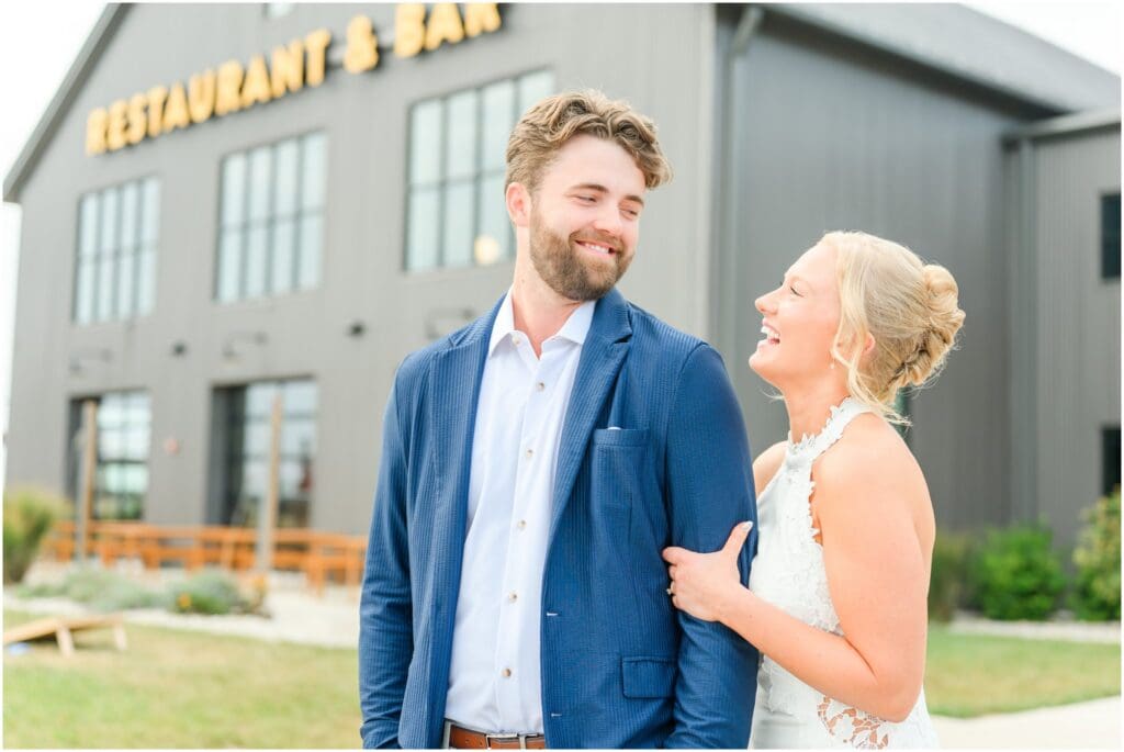 Sunset portraits before an Indianapolis rehearsal dinner at Stick & Hack
