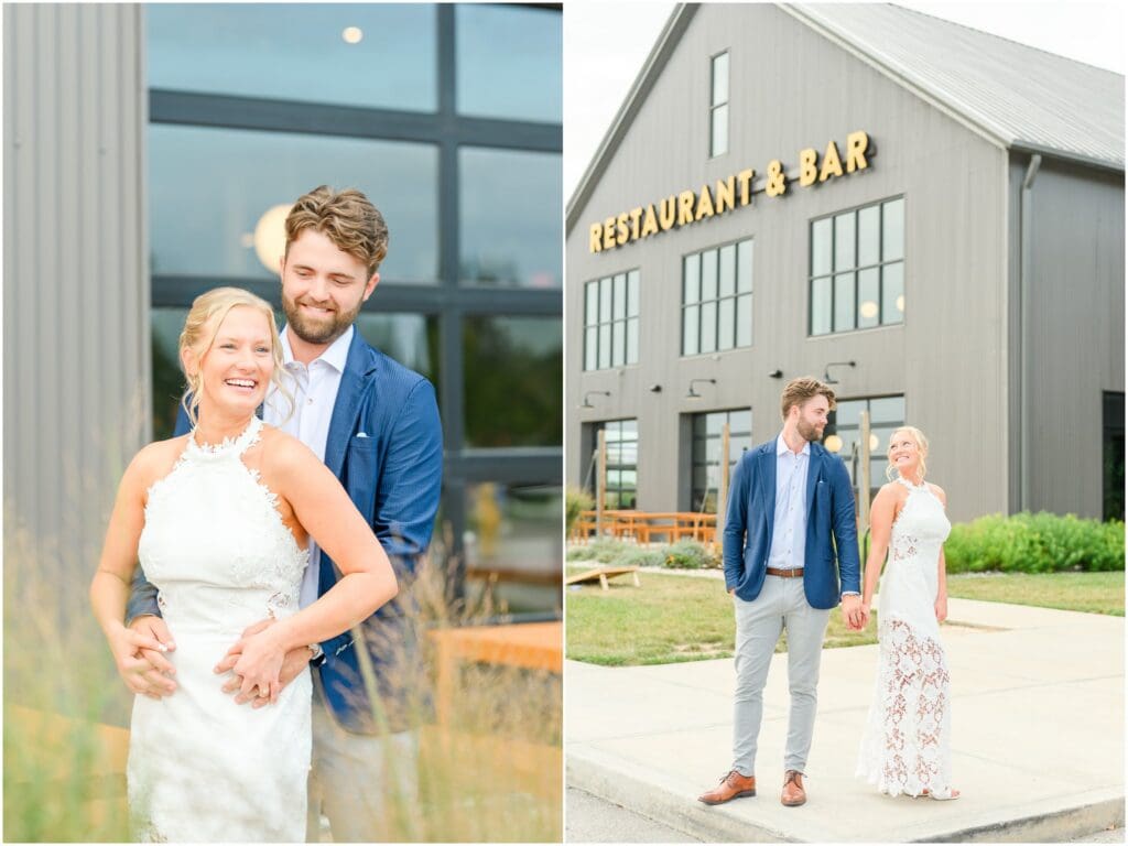 Sunset portraits before an Indianapolis rehearsal dinner at Stick & Hack