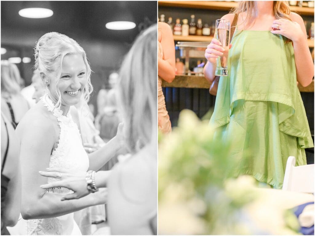Guests enjoying dinner and speeches at an Indianapolis rehearsal dinner