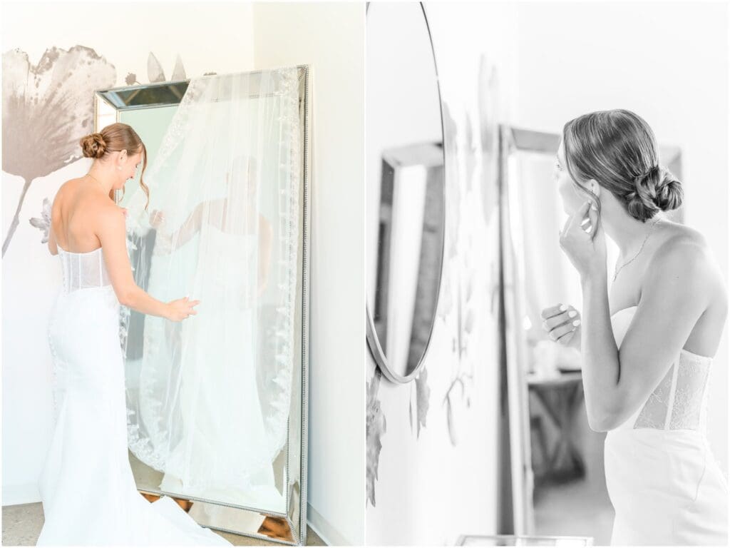 Bride getting ready at Industry Indianapolis before her wedding
