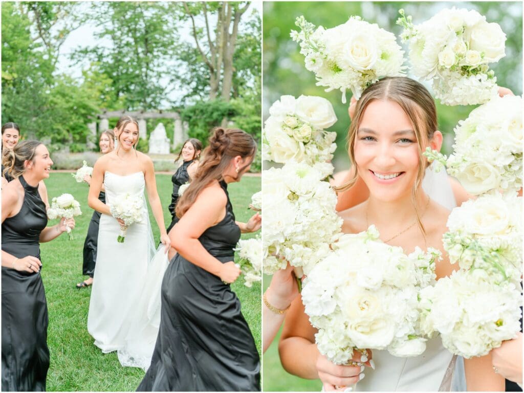 Wedding party portraits at Marian University in Indianapolis