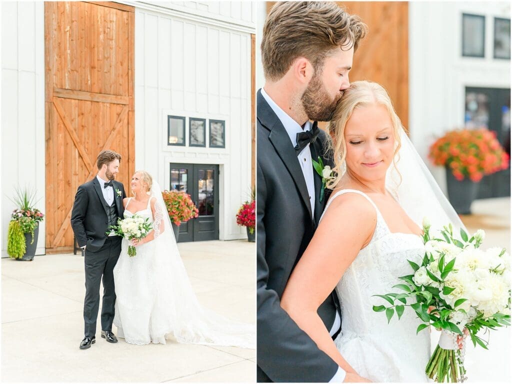 Romantic sunset wedding portraits at White Willow Farms in Indiana